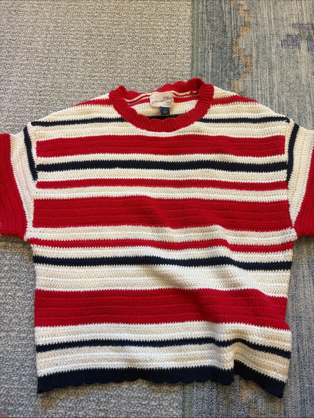 Universal Thread Red, White & Black Striped Knit Sweater